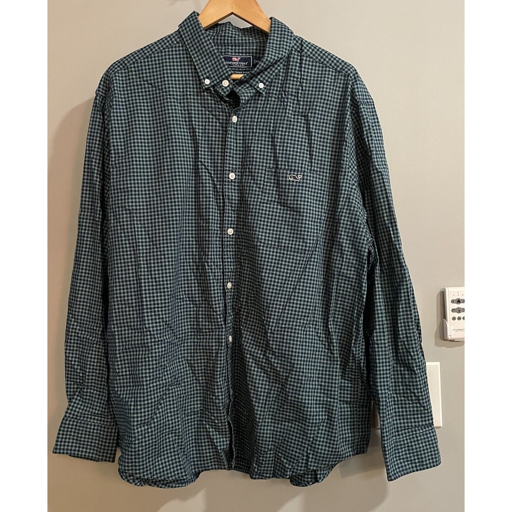 Vineyard Vines Shirt Gingham Classic Fit Tucker Long Sleeve Button Down Mens XXL